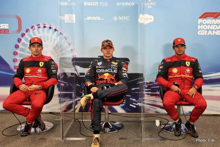 2022 japanese grand prix drivers f1 press conference qualifying verstappen leclerc sainz