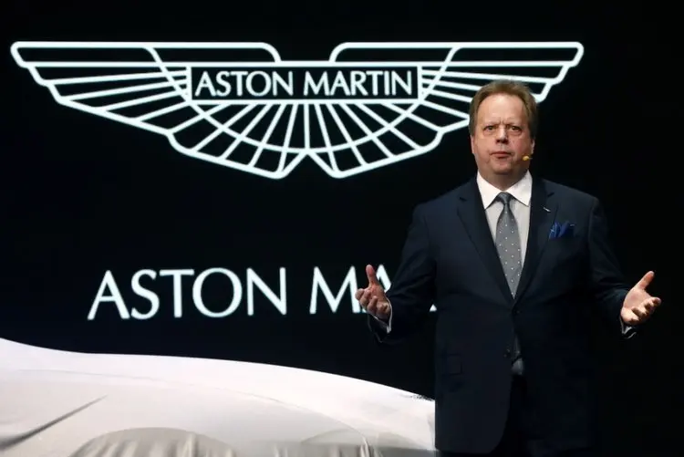 aston martin ceo andrew palmer addresses the media during the 85th international motor show in geneva march 3 2015