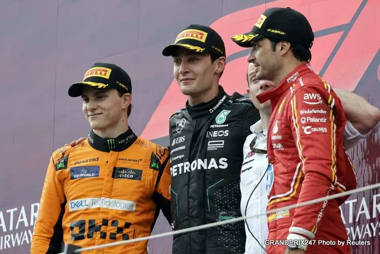 austrian gp f1 podium sainz piastri russell