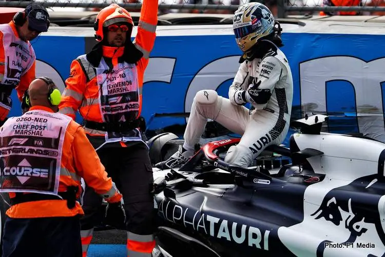 daniel ricciardo aus alphatauri at04 crashed in the second practice session 25 08 fia formula 1 world championship rd 14 dutch grand prix zandvoort netherlands practic