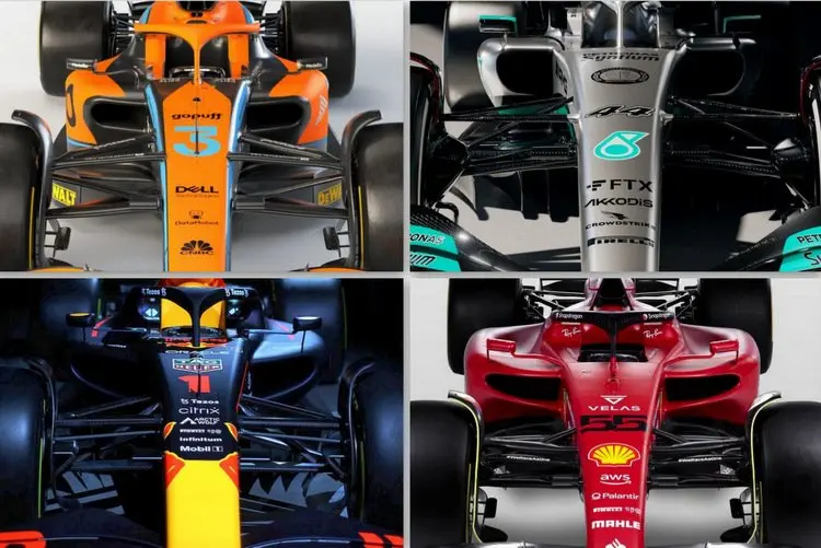 f1 cars 2022 ferrari red bull mercedes mclaren montage