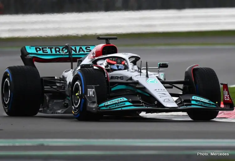 george russell mercedes w13 silverstone 2022 f1 shakedown