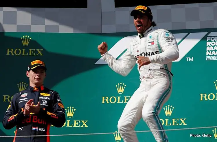 hamilton verstappen 2019 hungary podium