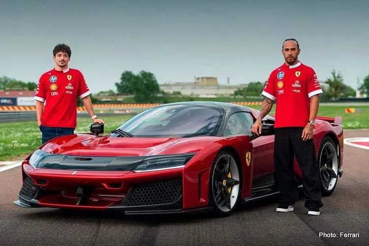 lewis hamilton charles leclerc and the ferrari f80