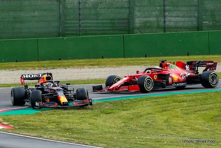 max verstappen charles leclerc imola 2021 spin