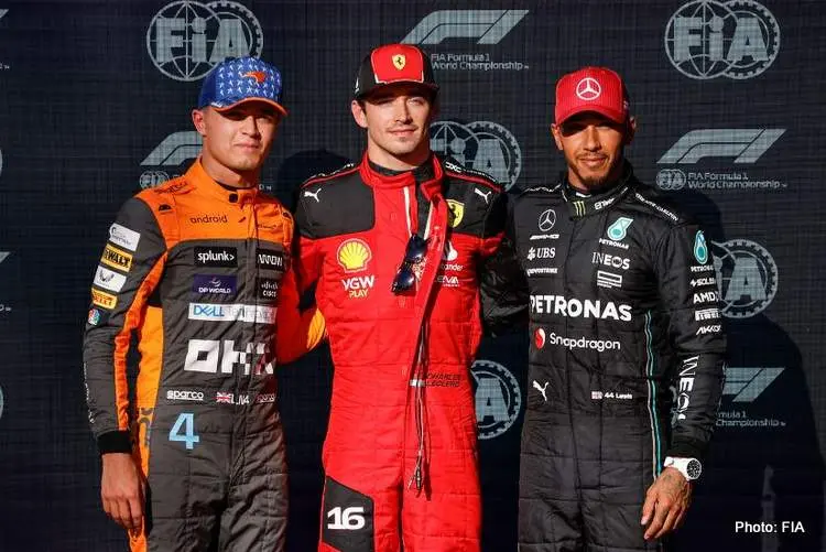 top three qualifying leclerc hamilton norrisf1 1