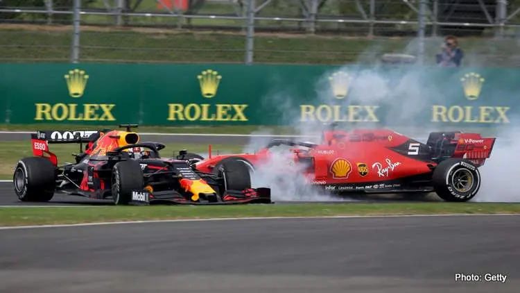 verstappen vettel crash shunt accident photo silverstone