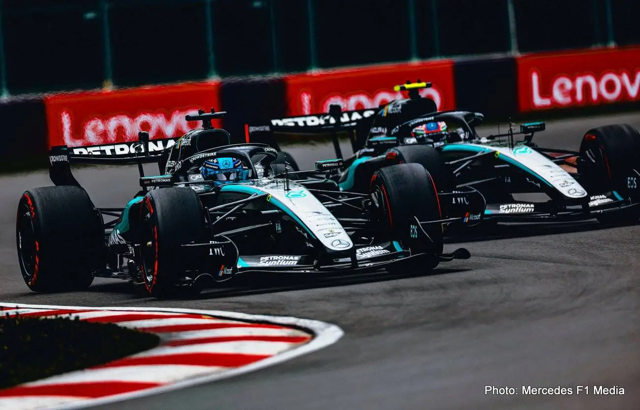antonelli russell mercedes teammates battle action