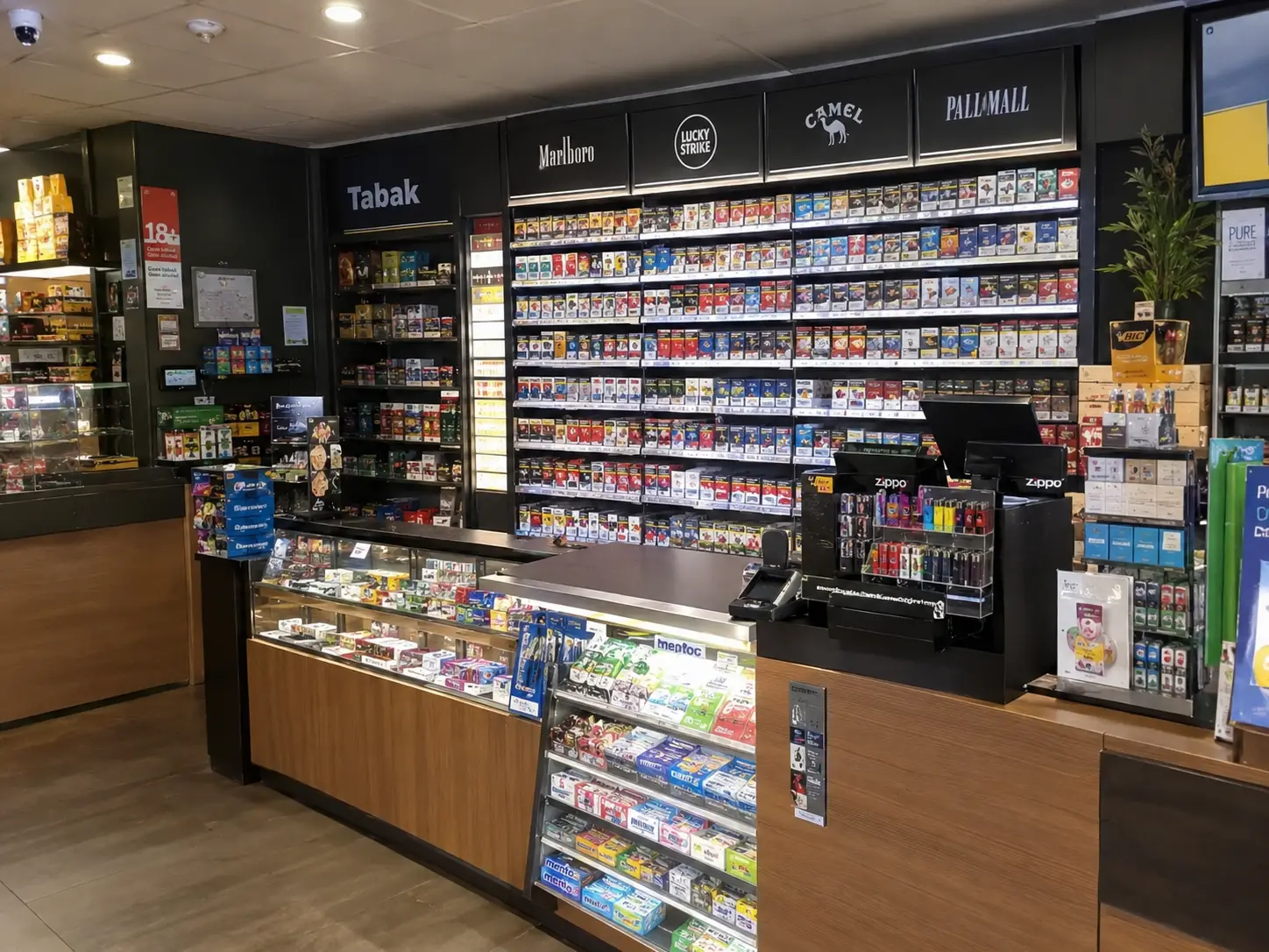 Modern Tobacco Shop Counter Display
