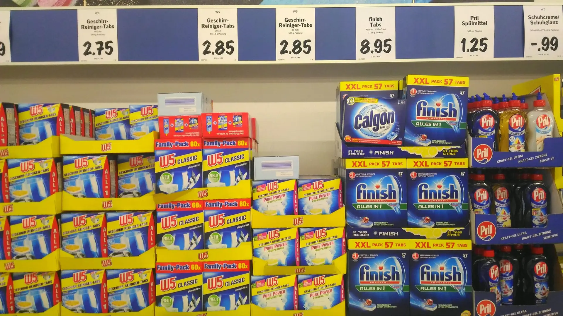 Lidl W5 ir Calgon kainų palyginimas