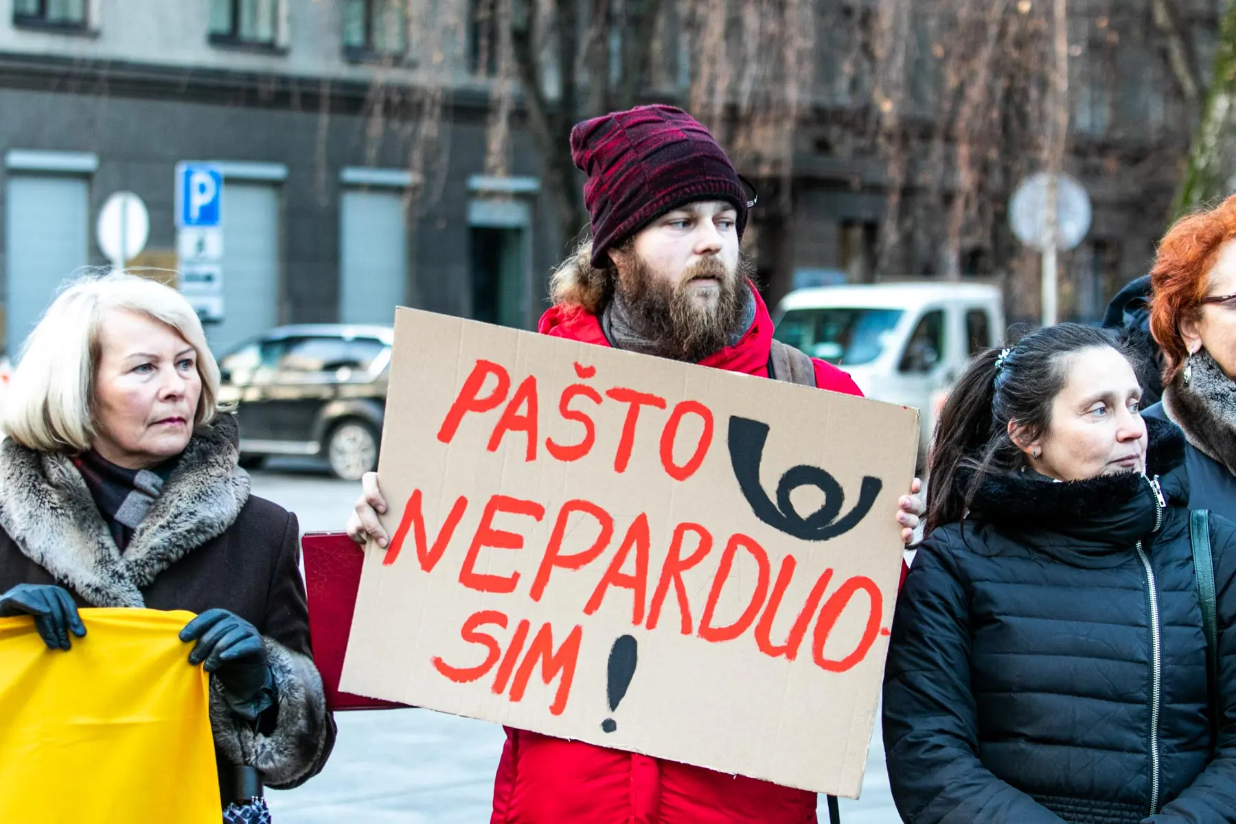 Protesto akcija prie savivaldybės dėl Kauno centrinio pašto