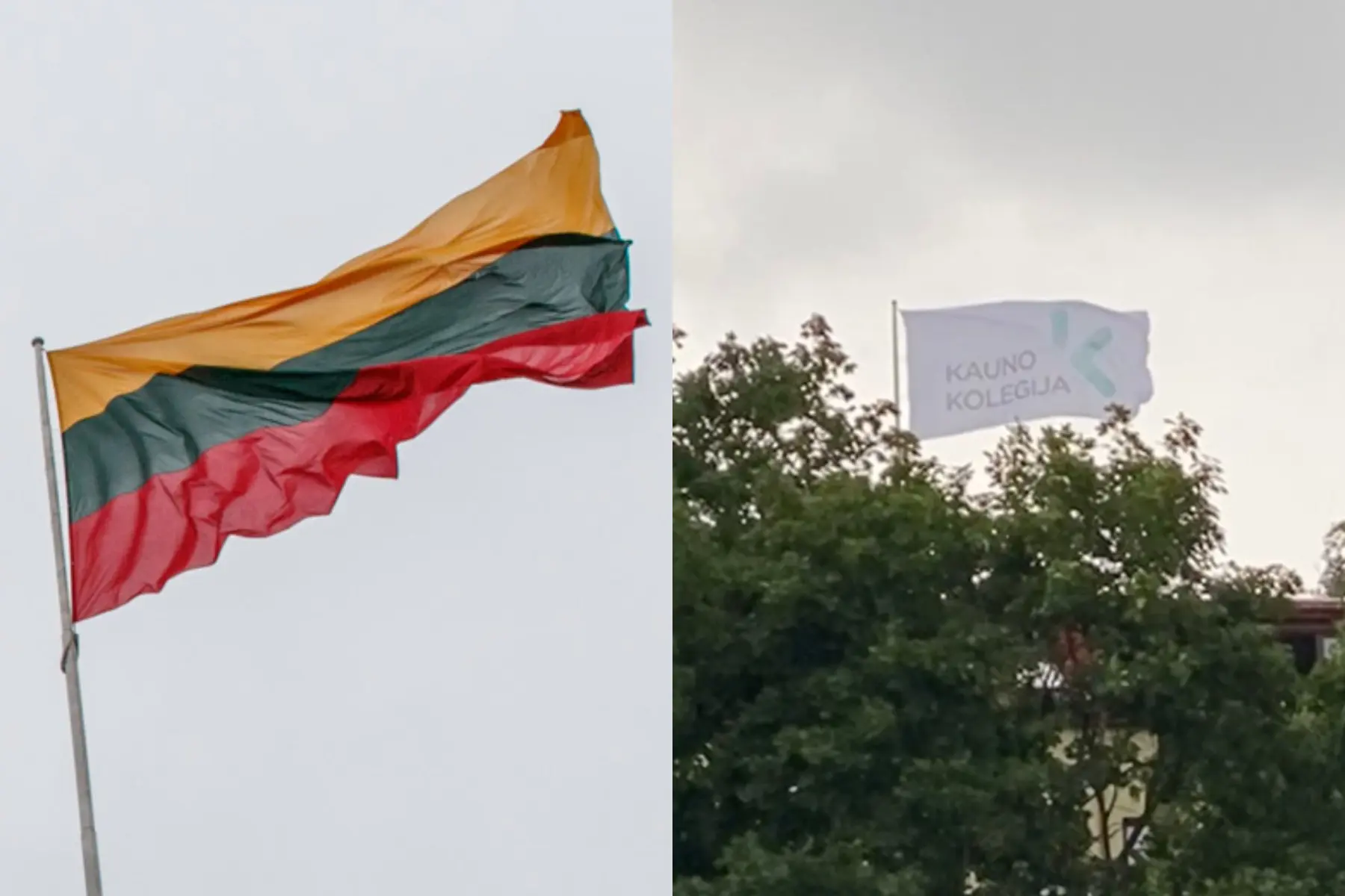 Kauno kolegijos vėliava ant Pelėdų kalno