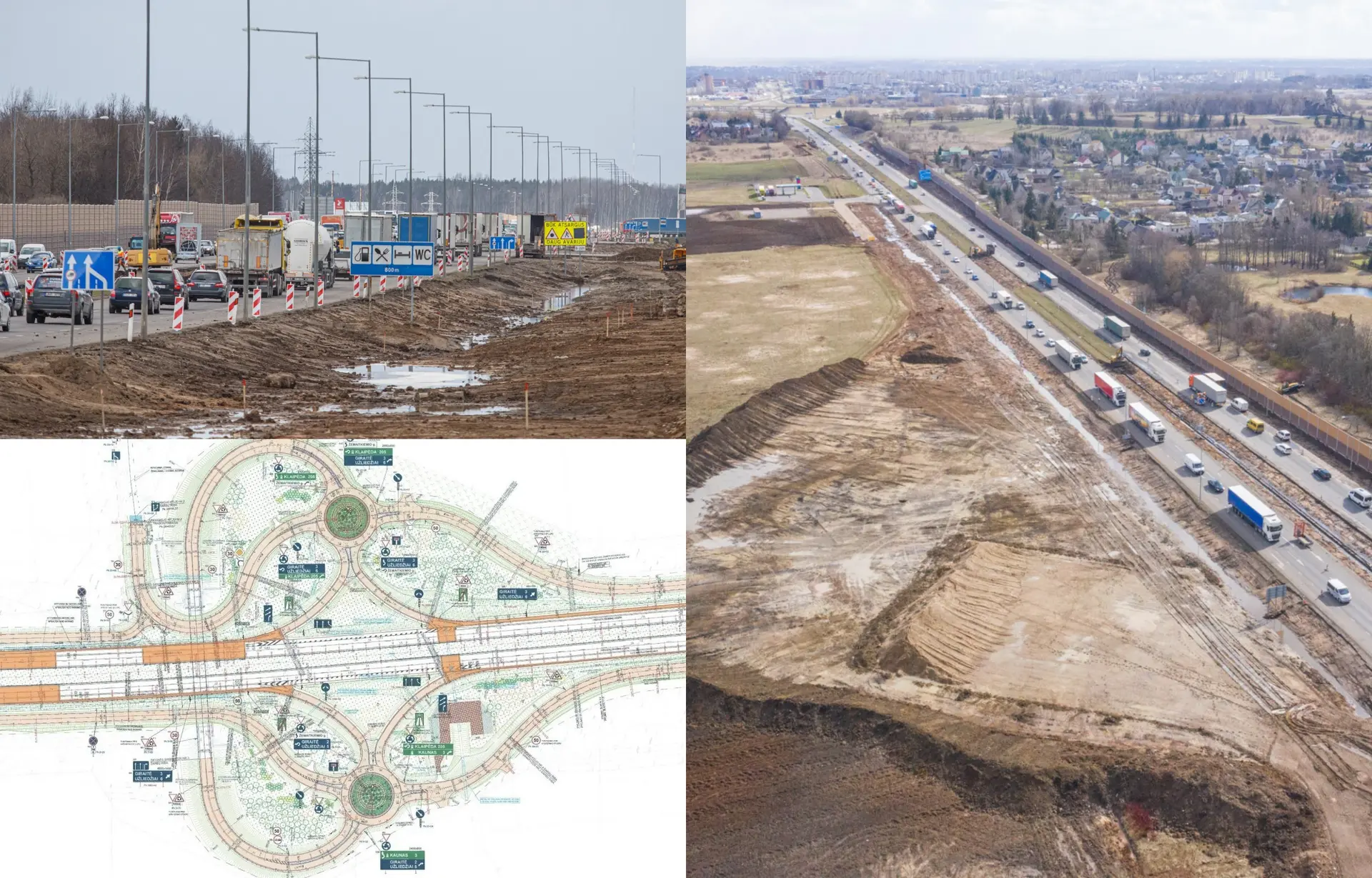 Viaduko statybos A1 kelyje prie Giraitės