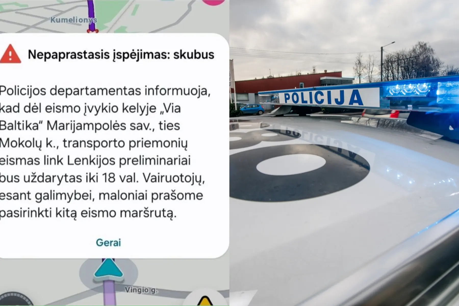 Avarija „Via Baltica“ kelyje / Delfi ir R. Tenio nuotr.