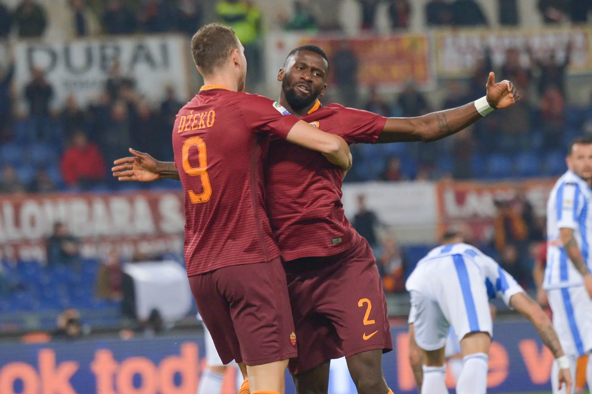 roma pescara dzeko ruediger esultanza gol