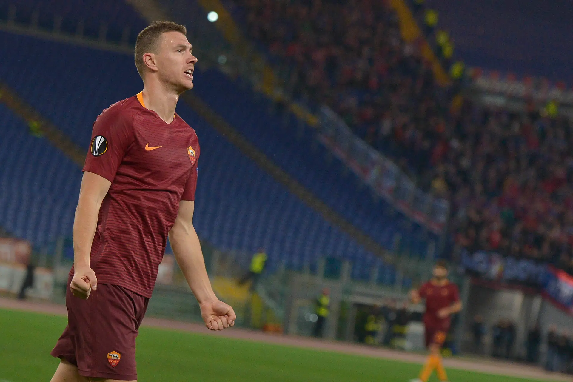 roma viktoria plzen dzeko esultanza gol 2