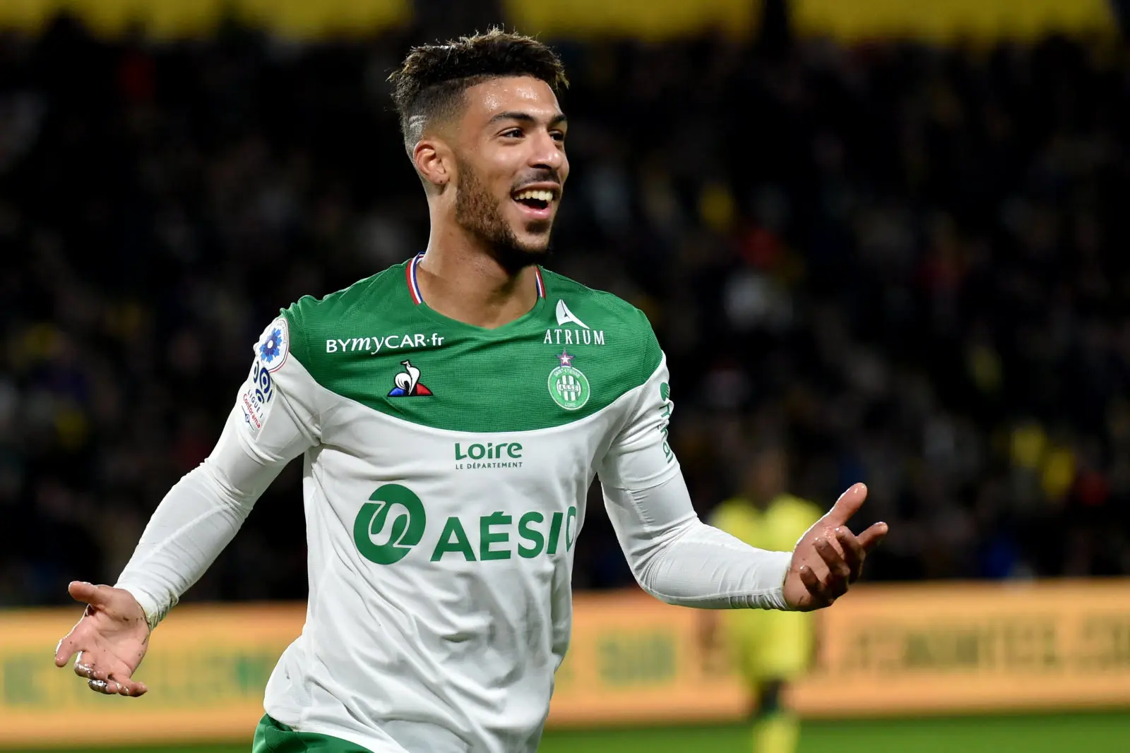 13e journee de ligue 1 de football au stade de la beaujoire a nantes nantes vs asse saint etienne joie de bouanga auteur d un double photo progres remy perrin 1573489022