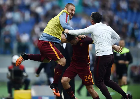 de rossi nanni saltano su florenzi derby