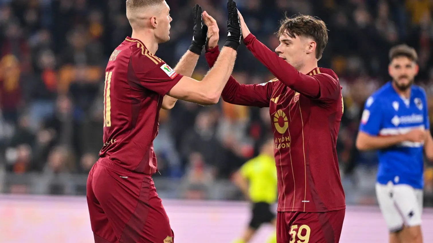dovbyk e zalewski roma sampdoria