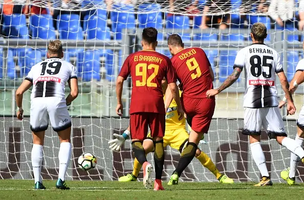 el shaarawy dzeko spalle tiro roma udinese
