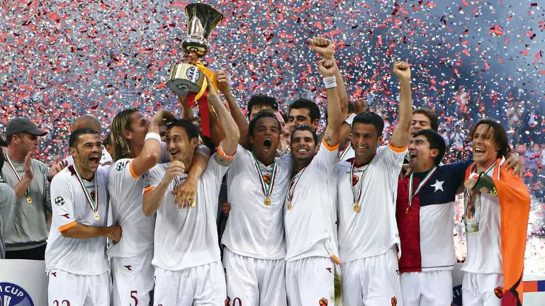 esultanza roma coppa italia