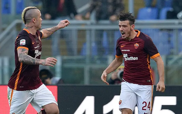 florenzi esulta nainggolan roma genoa