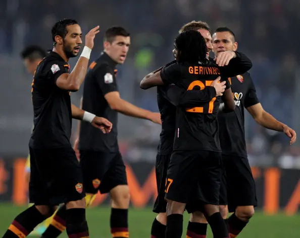 gervinho de rossi benaita abbraccio roma napoli coppa italia
