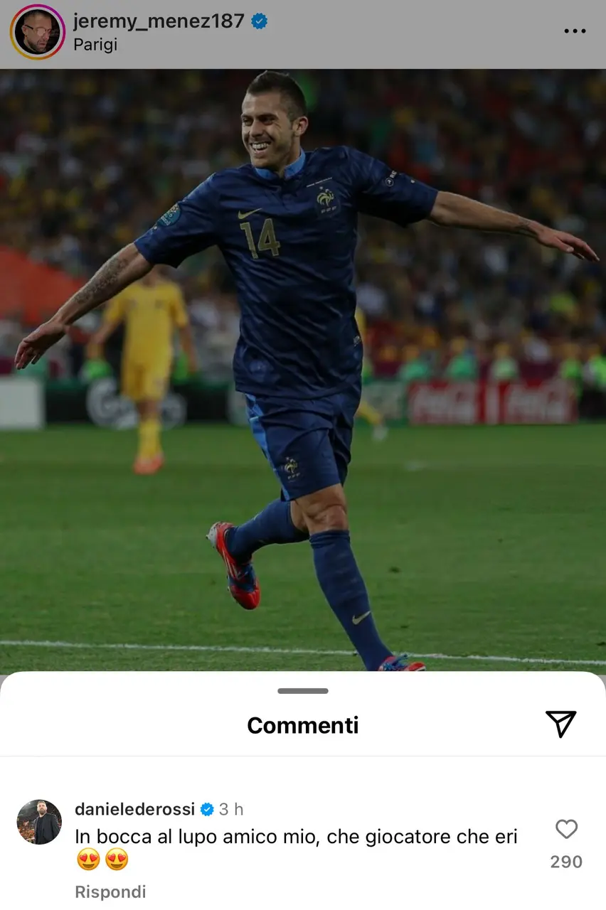 instagram commento de rossi addio calcio menez 2