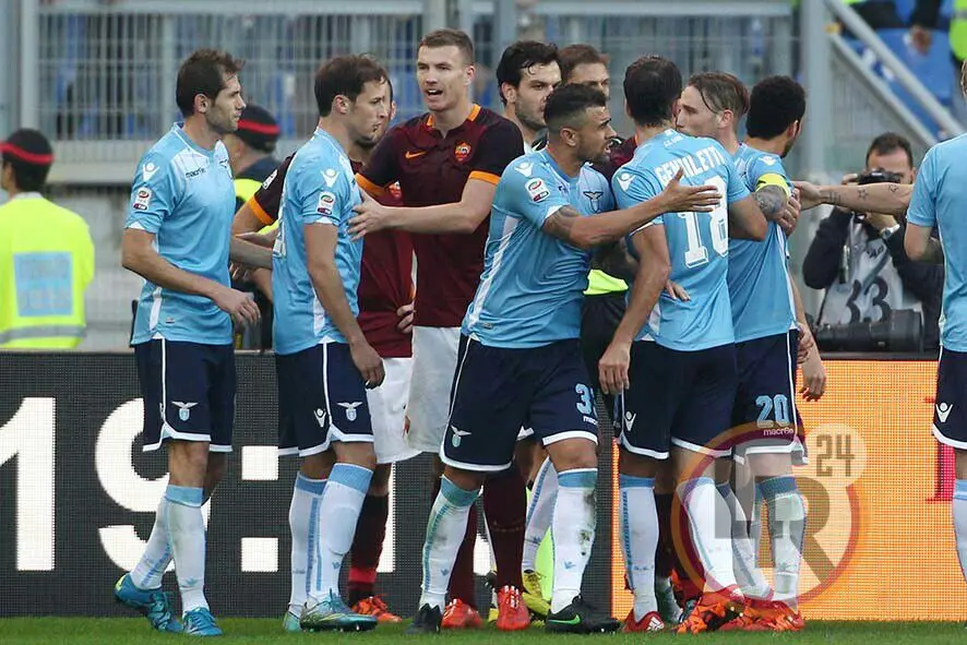 litigio tensione rissa derby dzeko roma lazio 081115