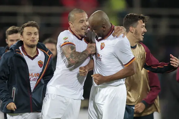 maicon nainggolan esultano fine fiorentina roma