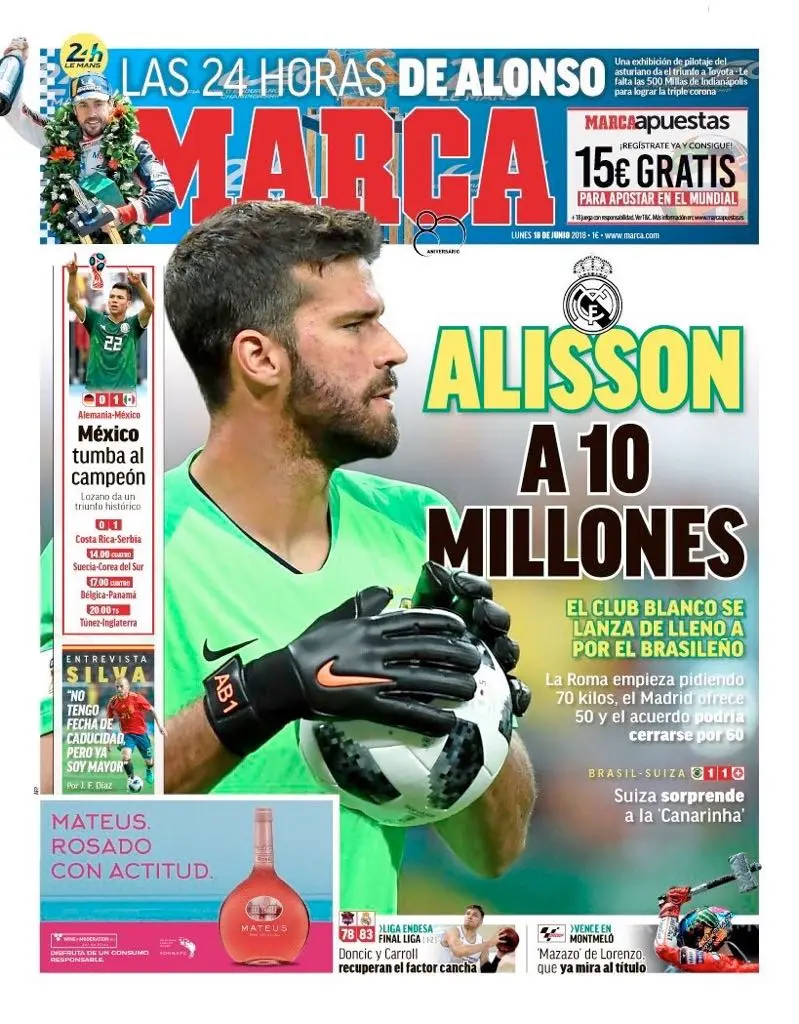 marca prima pagina alisson