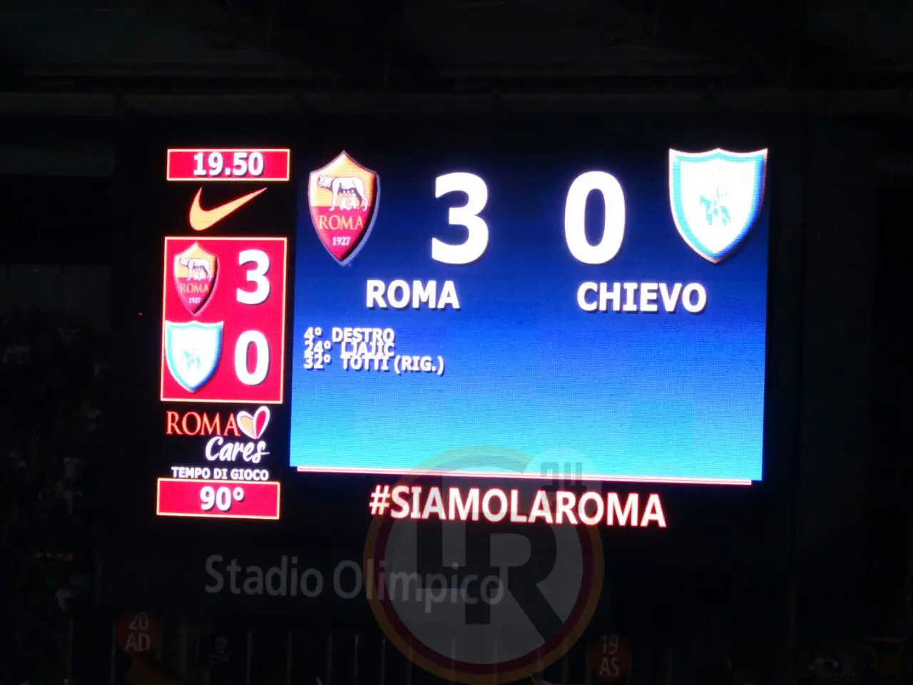 maxischermo roma chievo 3 0