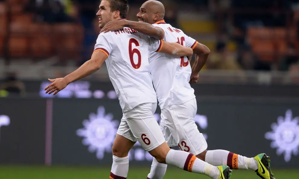 milan roma 2 2 strootman maicon esultano 04