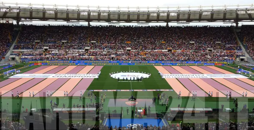 olimpico campo teloni bentornata champions roma juve 110514