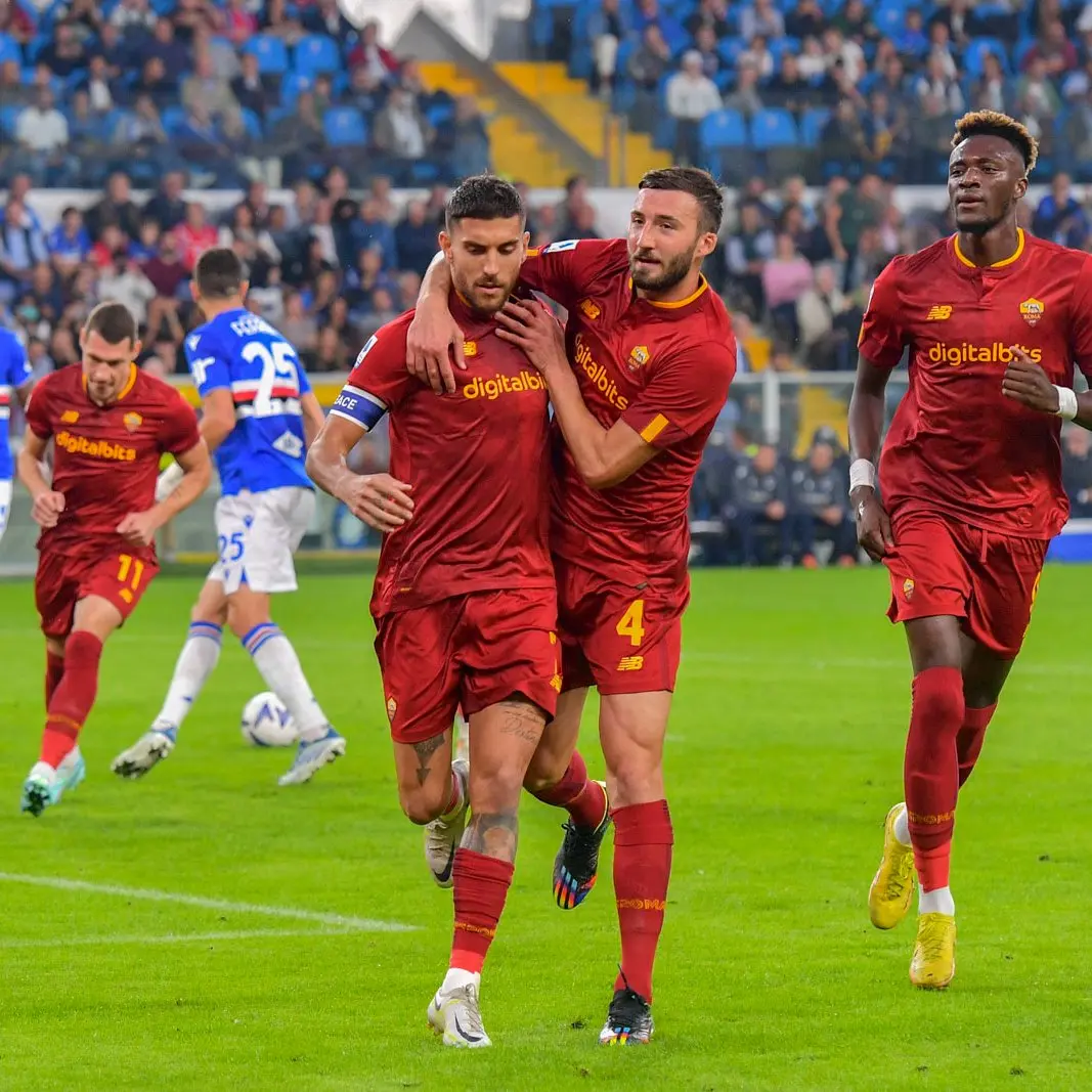 pellegrini cristante esultanza samp roma