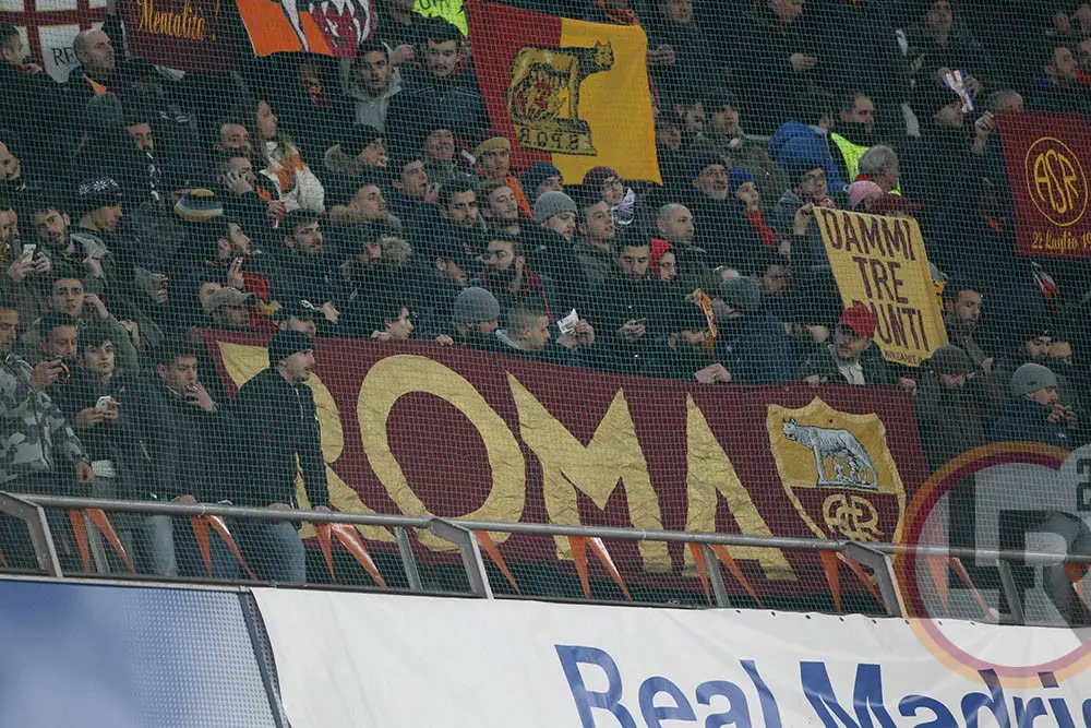 real madrid roma settore ospiti tifosi