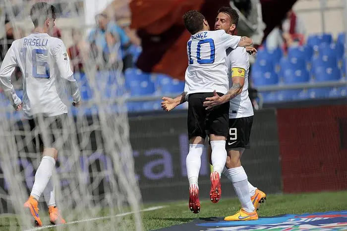 roma atalanta denis esultanza