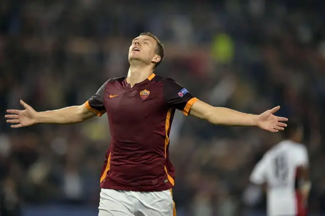 roma bayer leverkusen dzeko esultanza 2