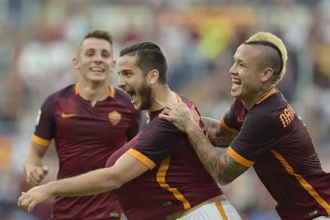 roma carpi manolas nainggolan esultanza