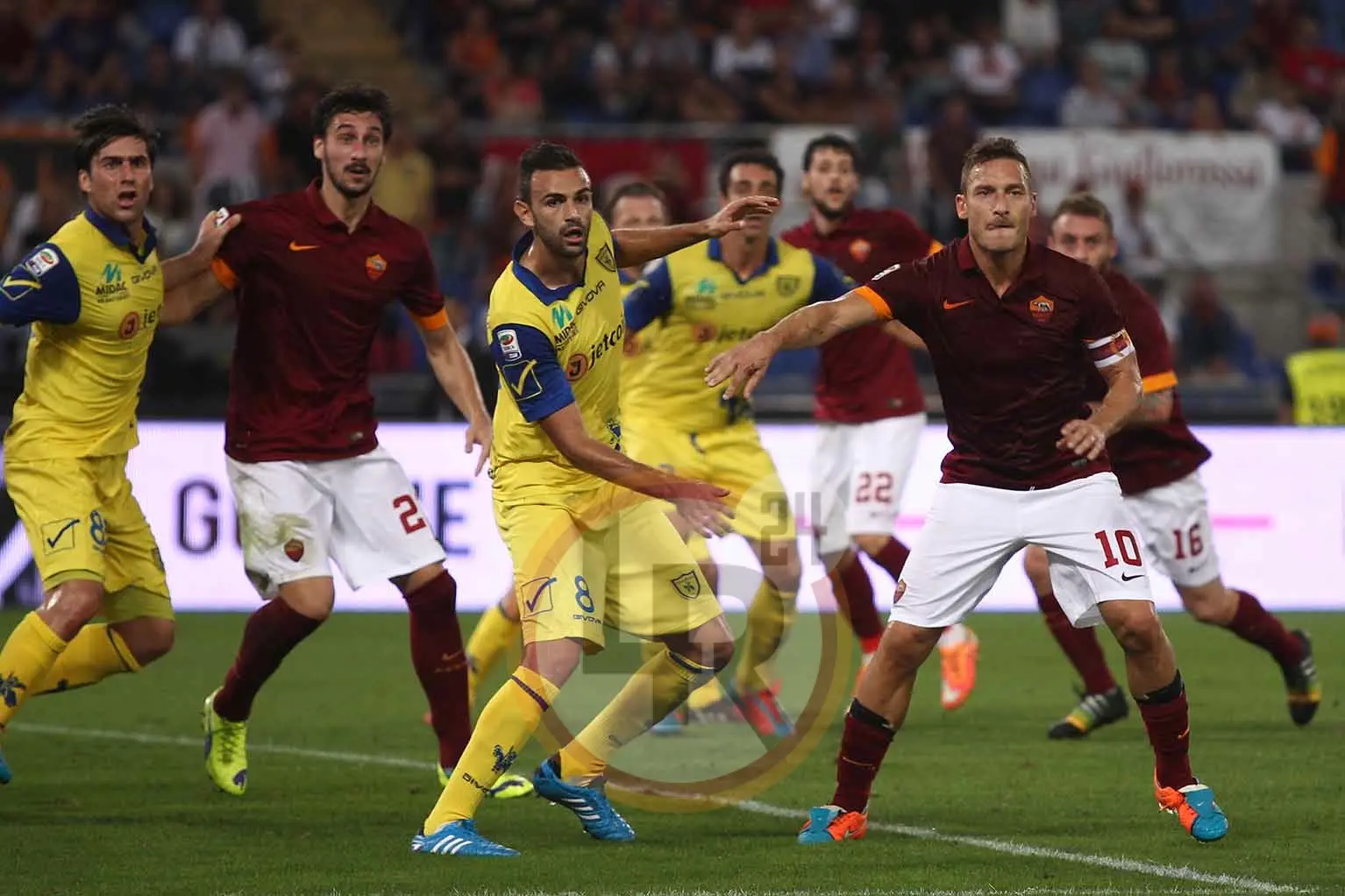 roma chievo totti astori 18102014 mancini