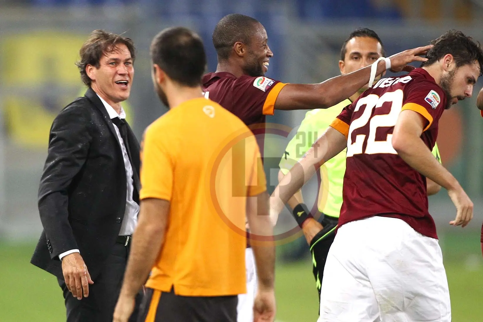 roma hellas destro garcia esulta 27092014 mancini