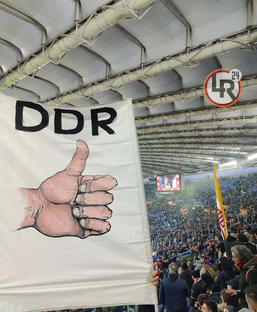 roma hellas verona striscione de rossi