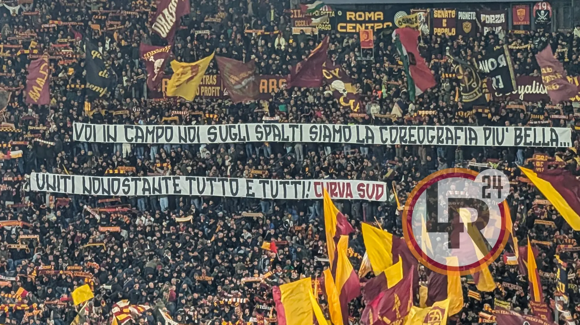 roma juventus striscione curva sud