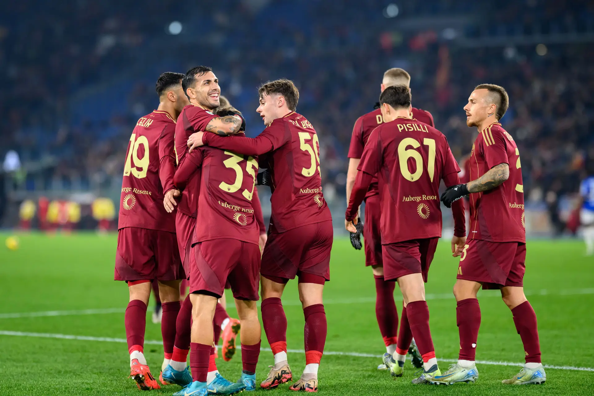 roma samp esultanza squadra