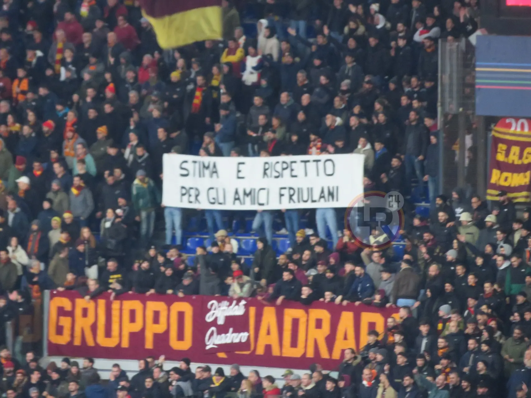 roma udinese striscione curva sud