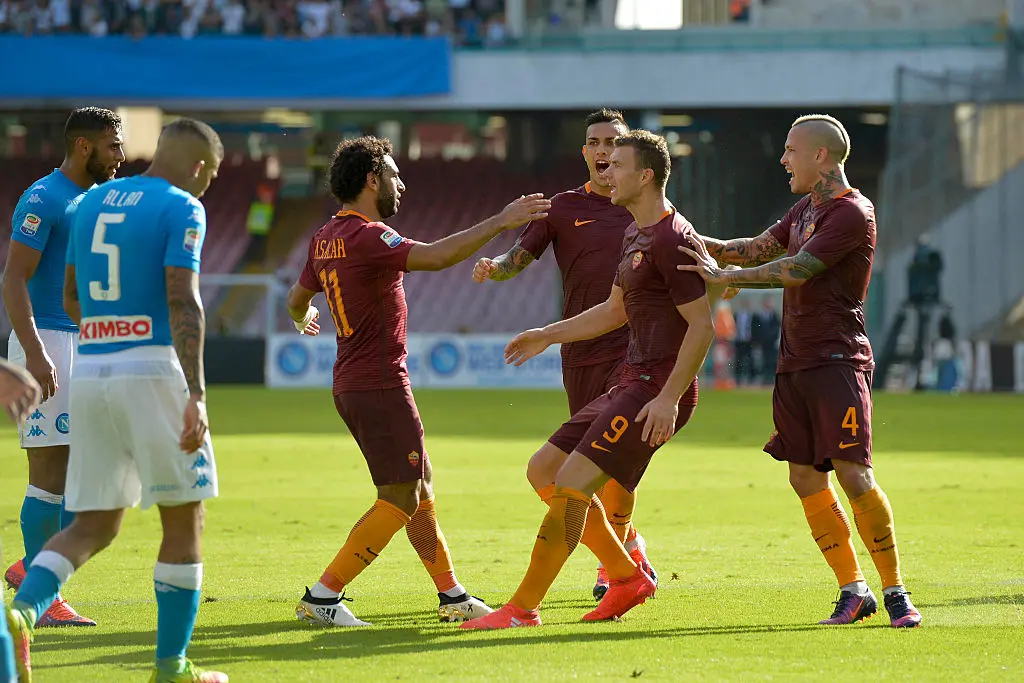 salah dzeko esultanza napoli roma