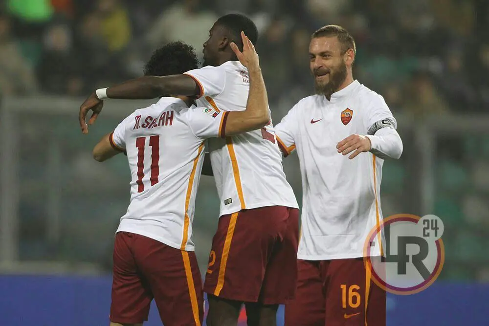 salah rudiger de rossi esultanza sassuolo roma mancini
