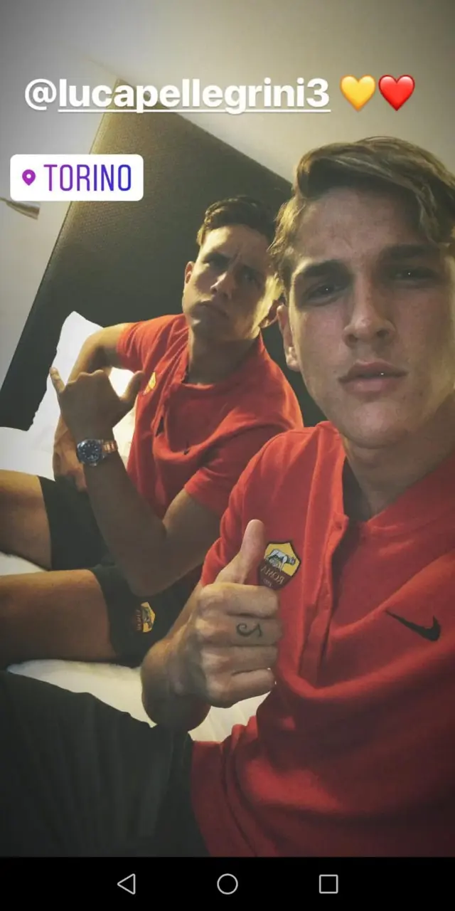storia instagram zaniolo con luca pellegrini torino roma