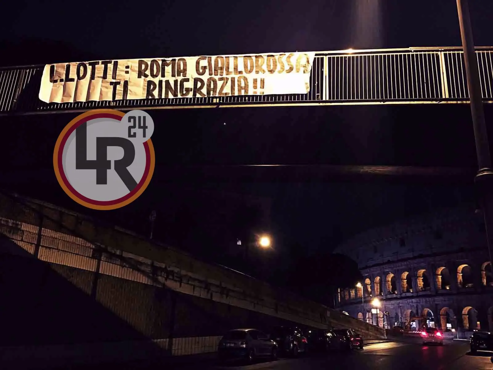 striscione lotti roma giallorossa ti ringrazia