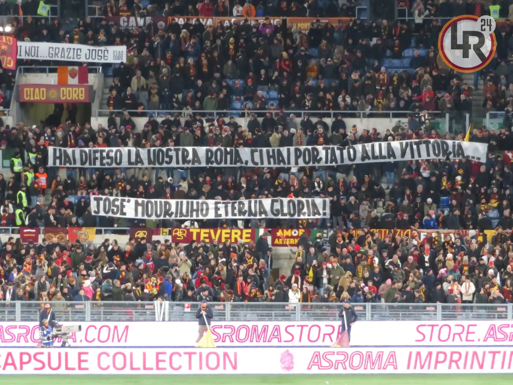 striscione mourinho roma verona